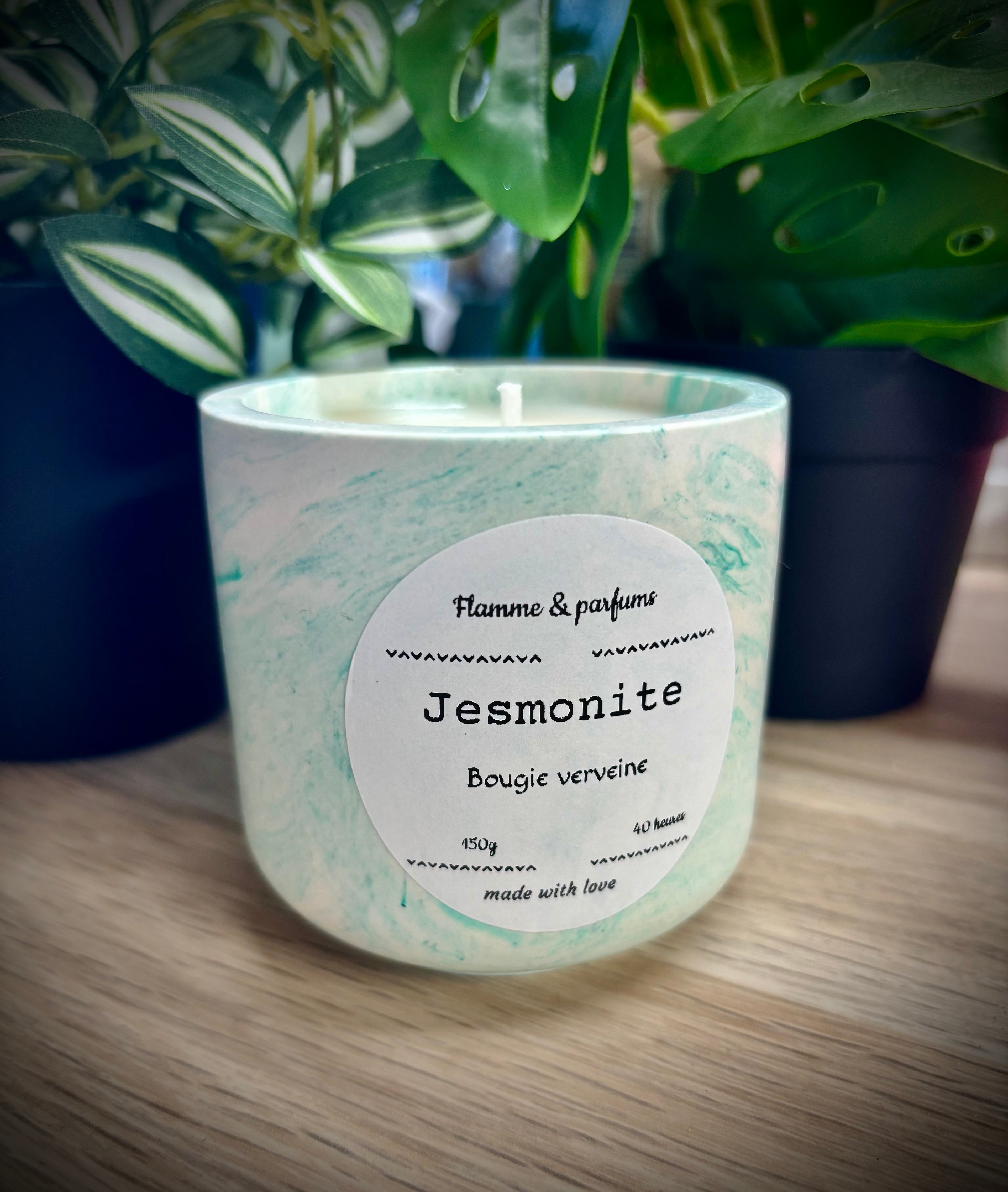 Jesmonite - Bougie verveine