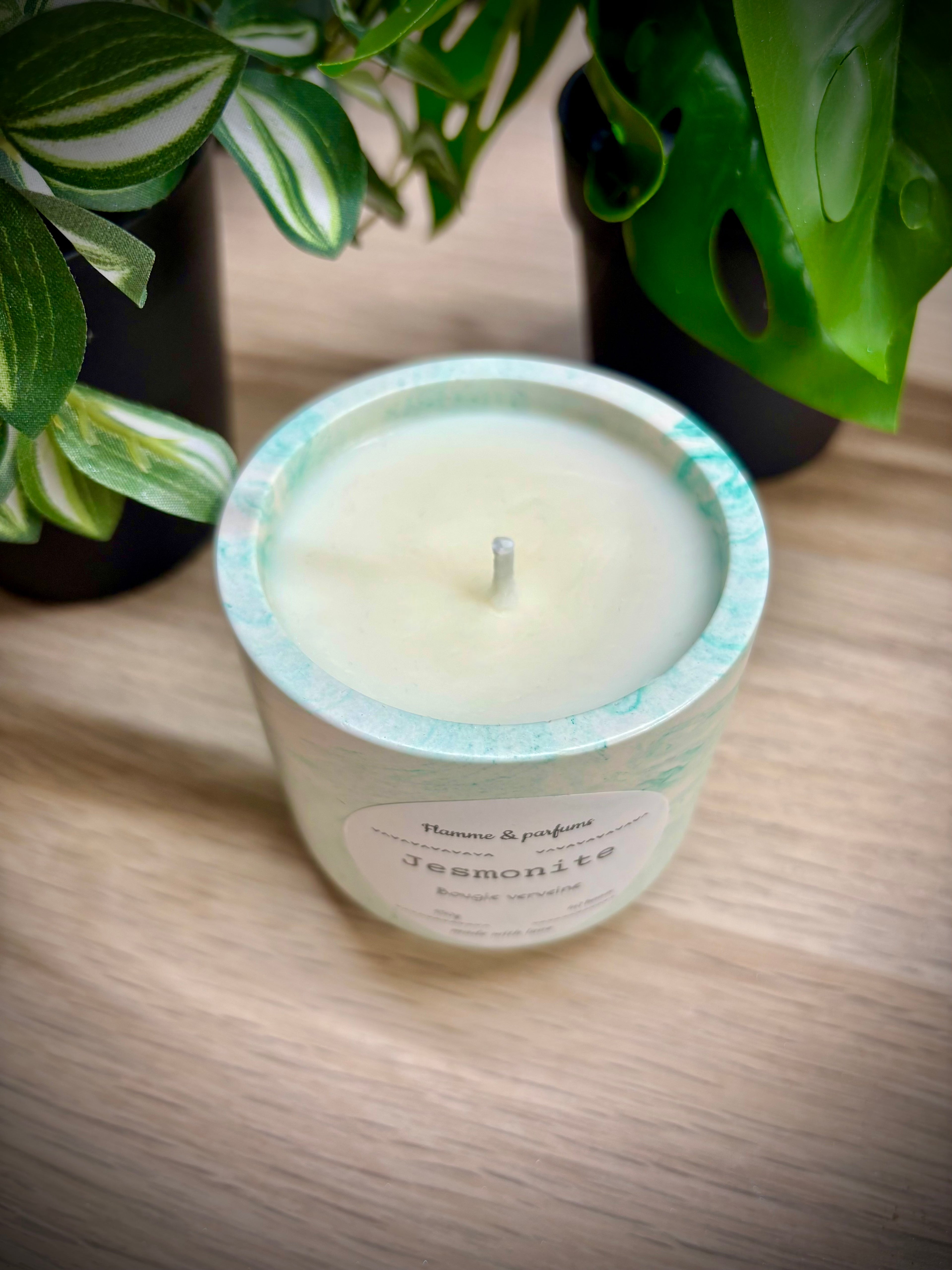 Jesmonite - Bougie verveine