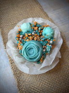 Bouquet de fondants Fleur d'oranger turquoise – vue de face – Flamme & parfums