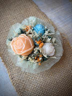 Bouquet de fondants Fleur de coton turquoise – vue de dessus – Flamme & parfums