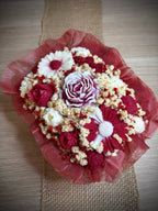 Bouquet de fondants Cœur de Vanille rouge et blanc – détail – Flamme & parfums